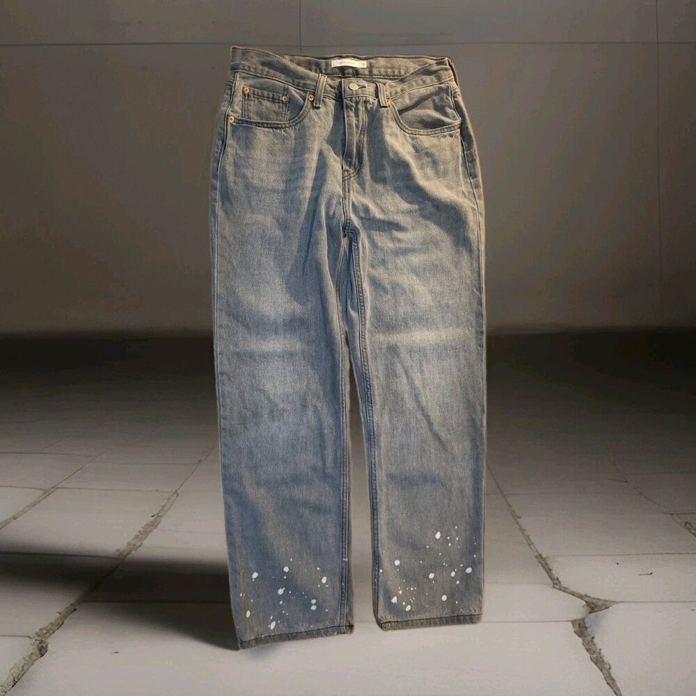 Levi's Low Pro Straight Jeans Grey Splatter Bleach Paint A0964-0017 W30 Size 10